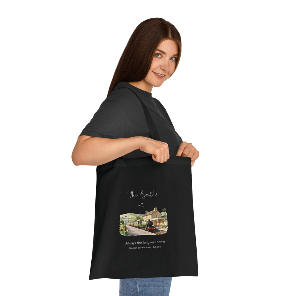 Personalised Village Scene Cotton Tote — 'Sunday Walks, Slow Mornings' Custom Tote Bag