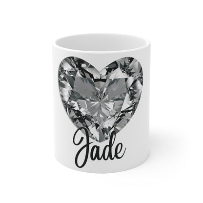 Personalized Silver Sparkle Love Heart Mug