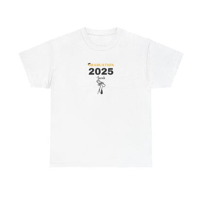 Graduation 2025 T-Shirt | Personalised Name Cap & Gown Grad Tee Gift