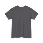 Unisex heavy cotton tee, dark charcoal gray crew neck
