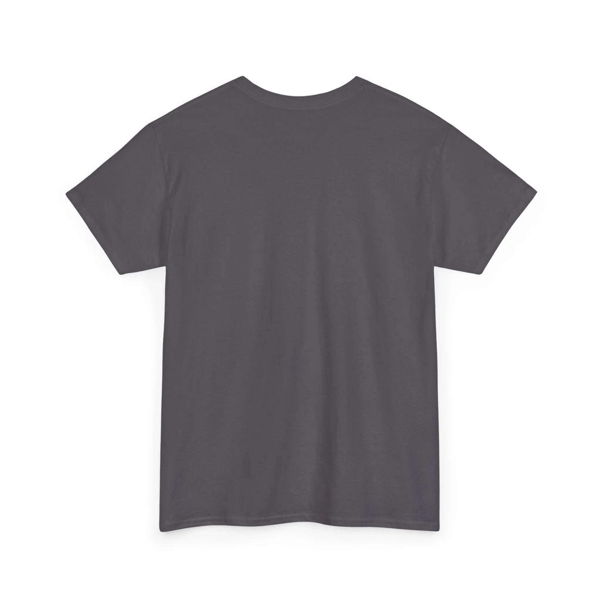 Unisex heavy cotton tee, dark charcoal gray crew neck