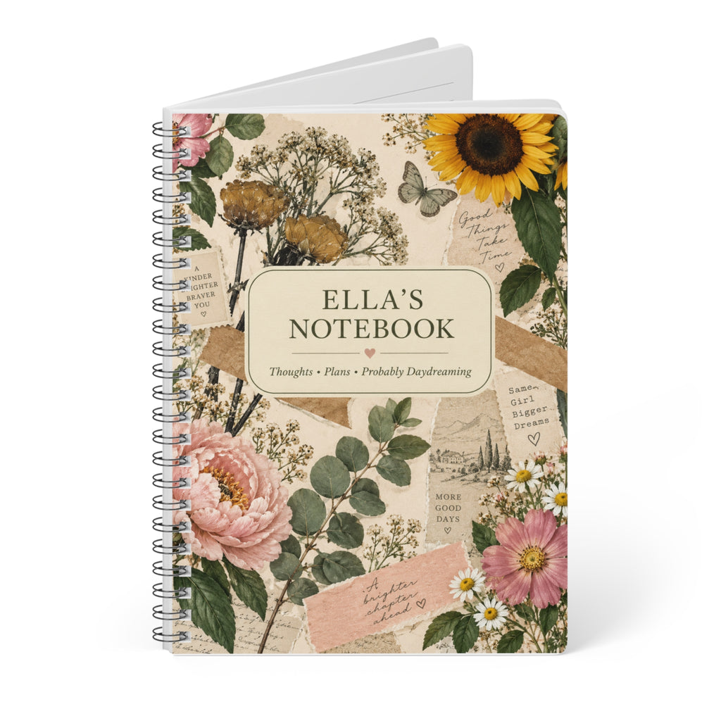 Ella's Notebook — Personalised Floral Vintage A5 Journal