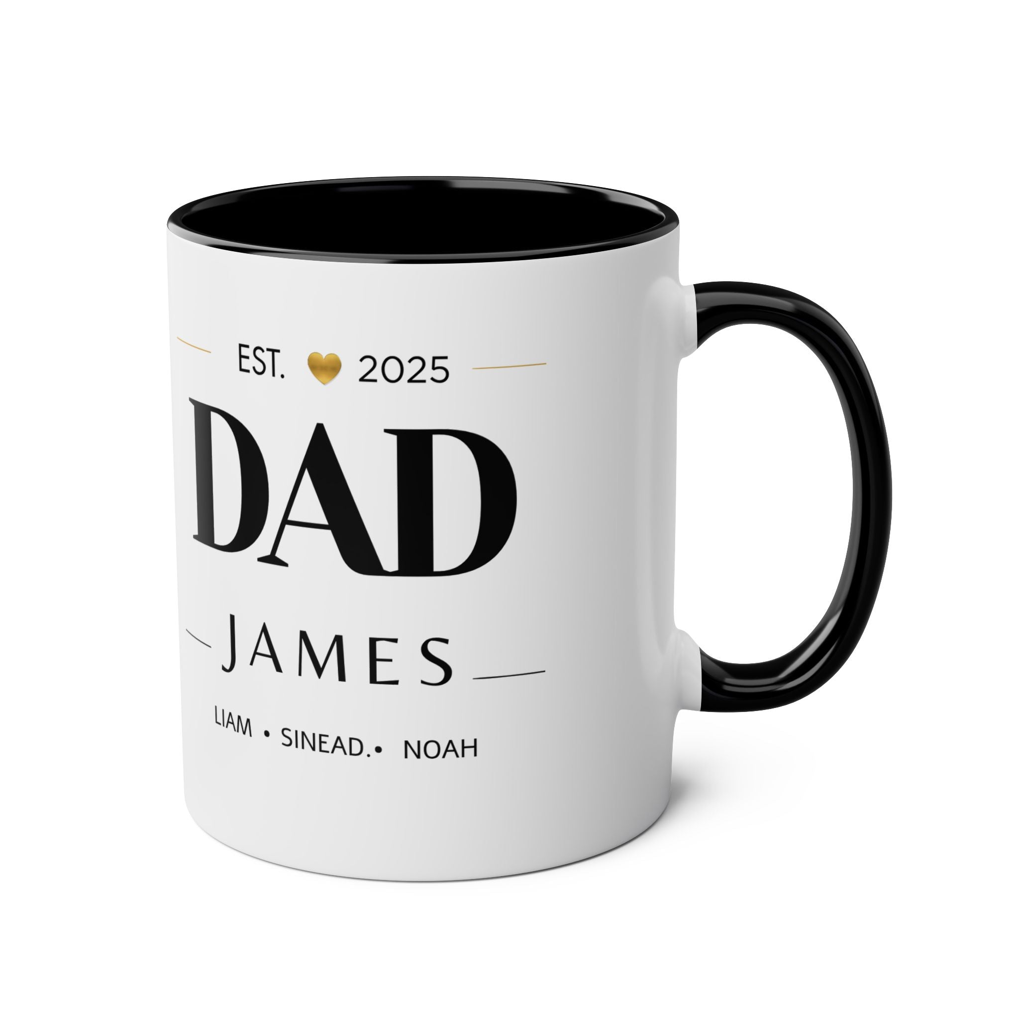 Personalised Dad Coffee Mug – Two-Tone 11oz | Est. Year & Children's Names