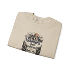 Sand folded sweatshirt with front mountain quote graphic print