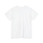 Unisex heavy cotton t-shirt, white crew neck short-sleeve (back view)