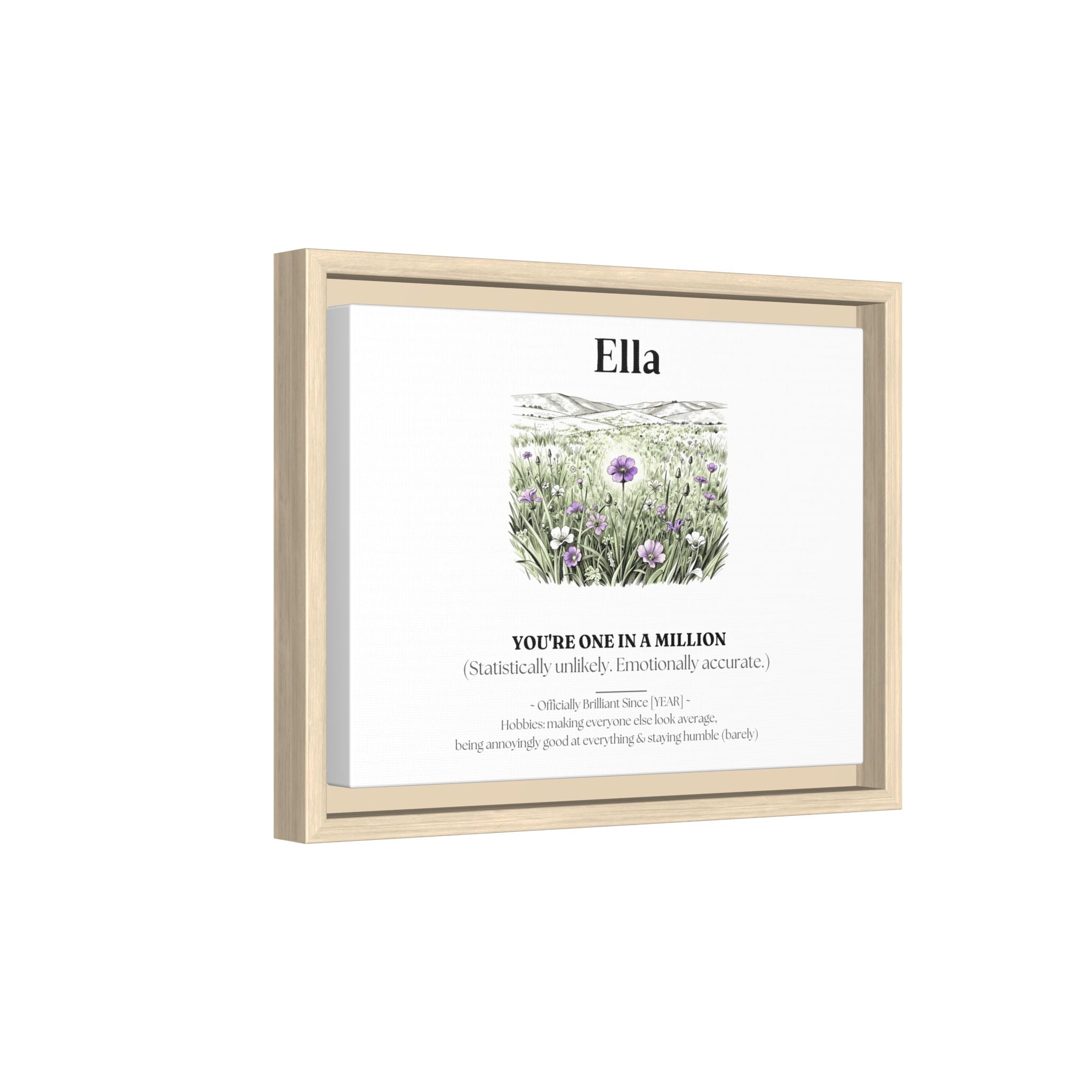 Personalised Wildflower Name Canvas Print — You're One in a Million - AlleyCrafters
