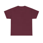 Burgundy heavy cotton T-shirt with crew neck and short sleeves, unisex fit.