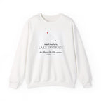 White personalised place name sweatshirt with 'meet me here' LAKE DISTRICT print