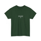 Dark green crew-neck T-shirt with small "Keep calm it’s my birthday" chest graphic