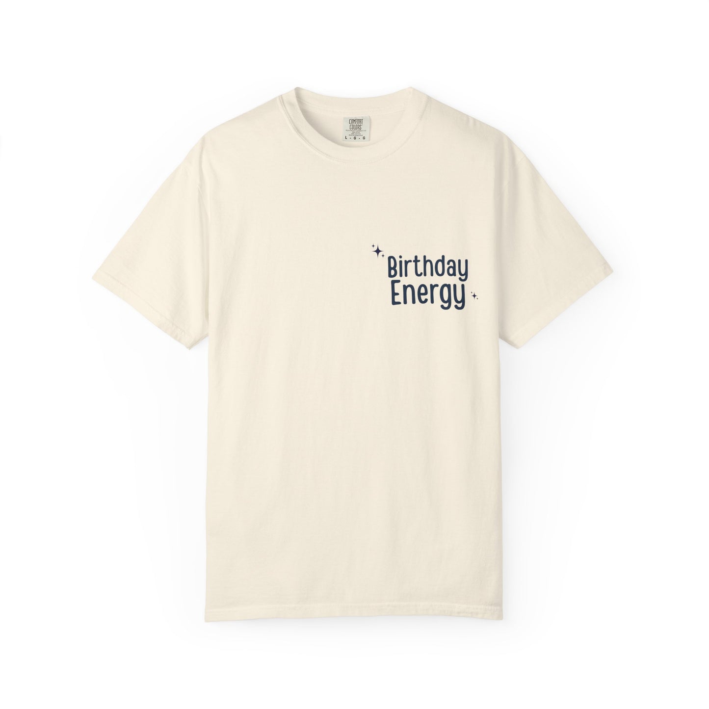 Birthday Energy T-Shirt | Minimal Pocket Graphic Tee for Birthday Celebrations UK