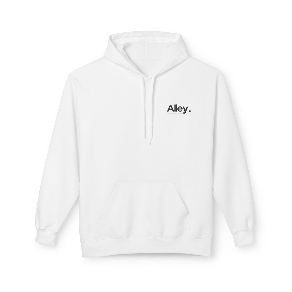 Alley. Minimalist Chest Logo Hoodie — Lightweight White Pullover - AlleyCrafters