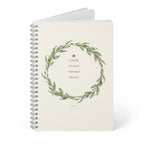 A5 spiral notebook, floral wreath cover with “Grateful Focused Motivated Blessed” and “ANNA”