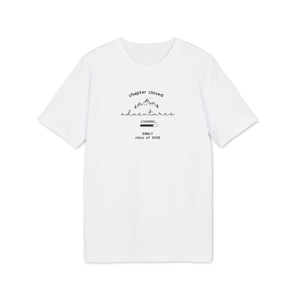 Personalised Graduation T-Shirt | 'Chapter Closed, Adventures Loading' Custom Name Tee