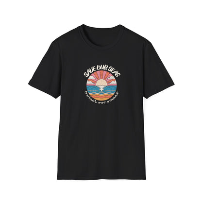 Save Our Seas T-Shirt | Retro Sunset Ocean Conservation Tee UK