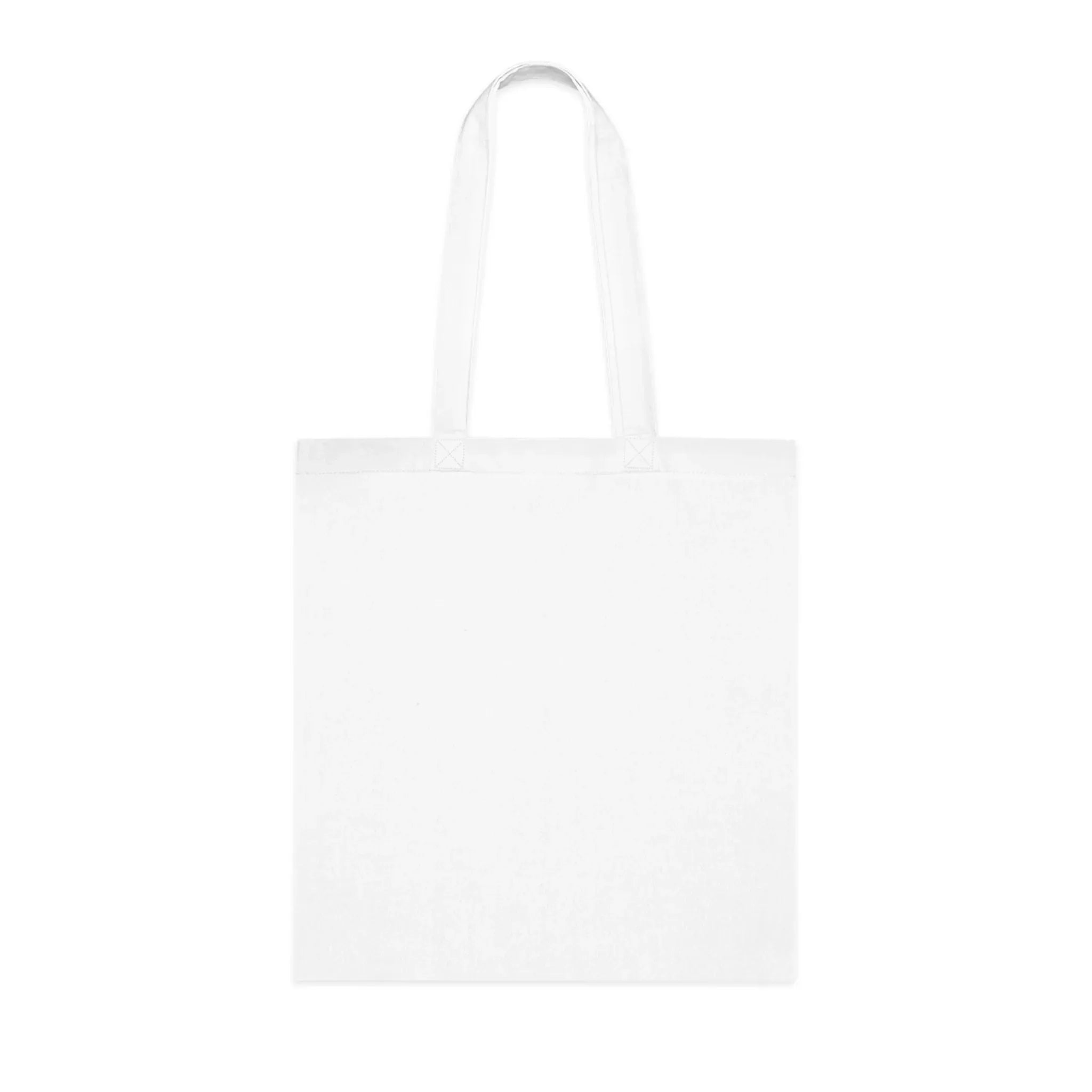 Plain white cotton tote bag with two long handles