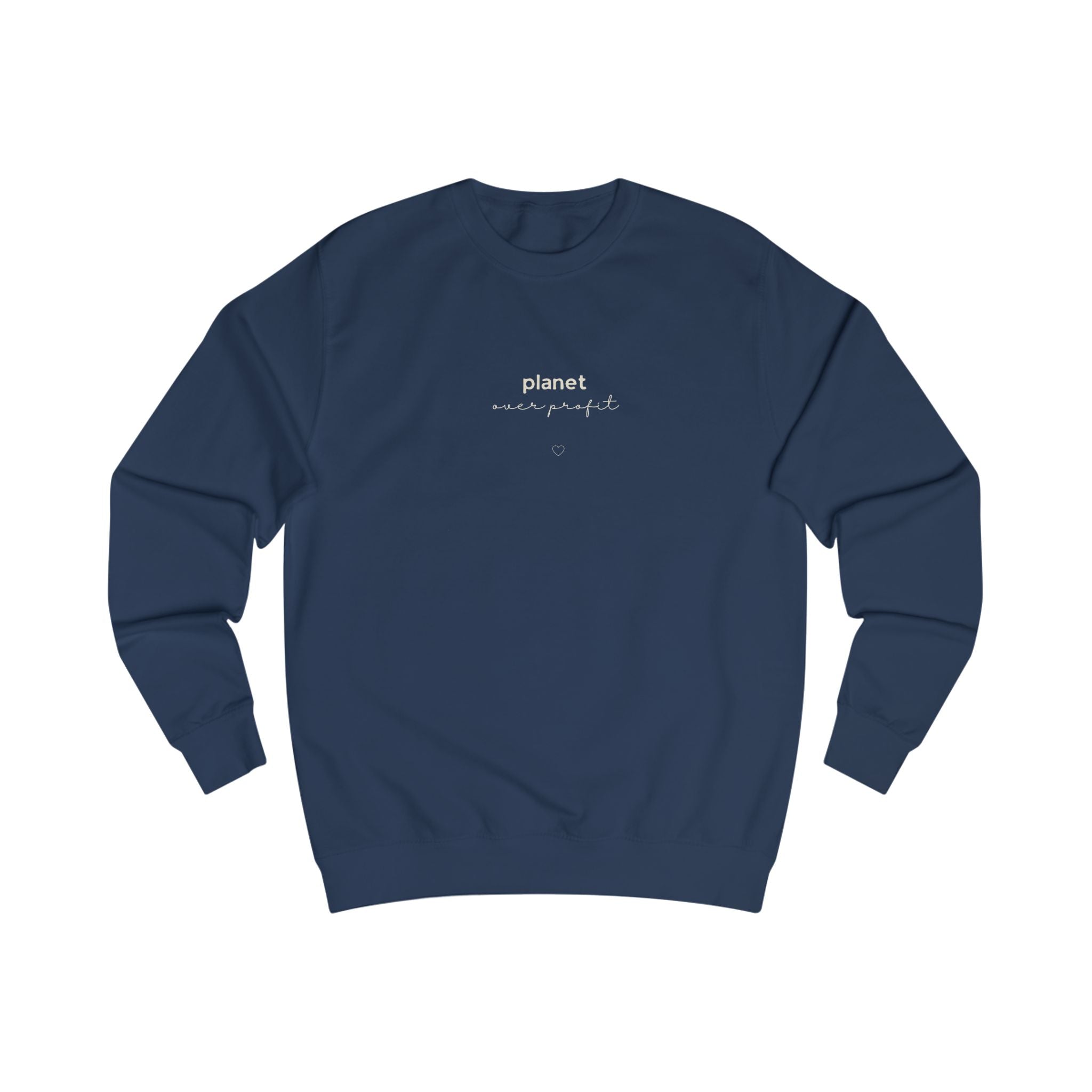 Oxford navy sweatshirt with small chest logo and heart emblem