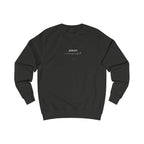 Jet black sweatshirt with small chest logo and heart emblem