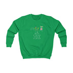 Kids sweatshirt, green crewneck with “I'm Not Tired, You're Tired” graphic