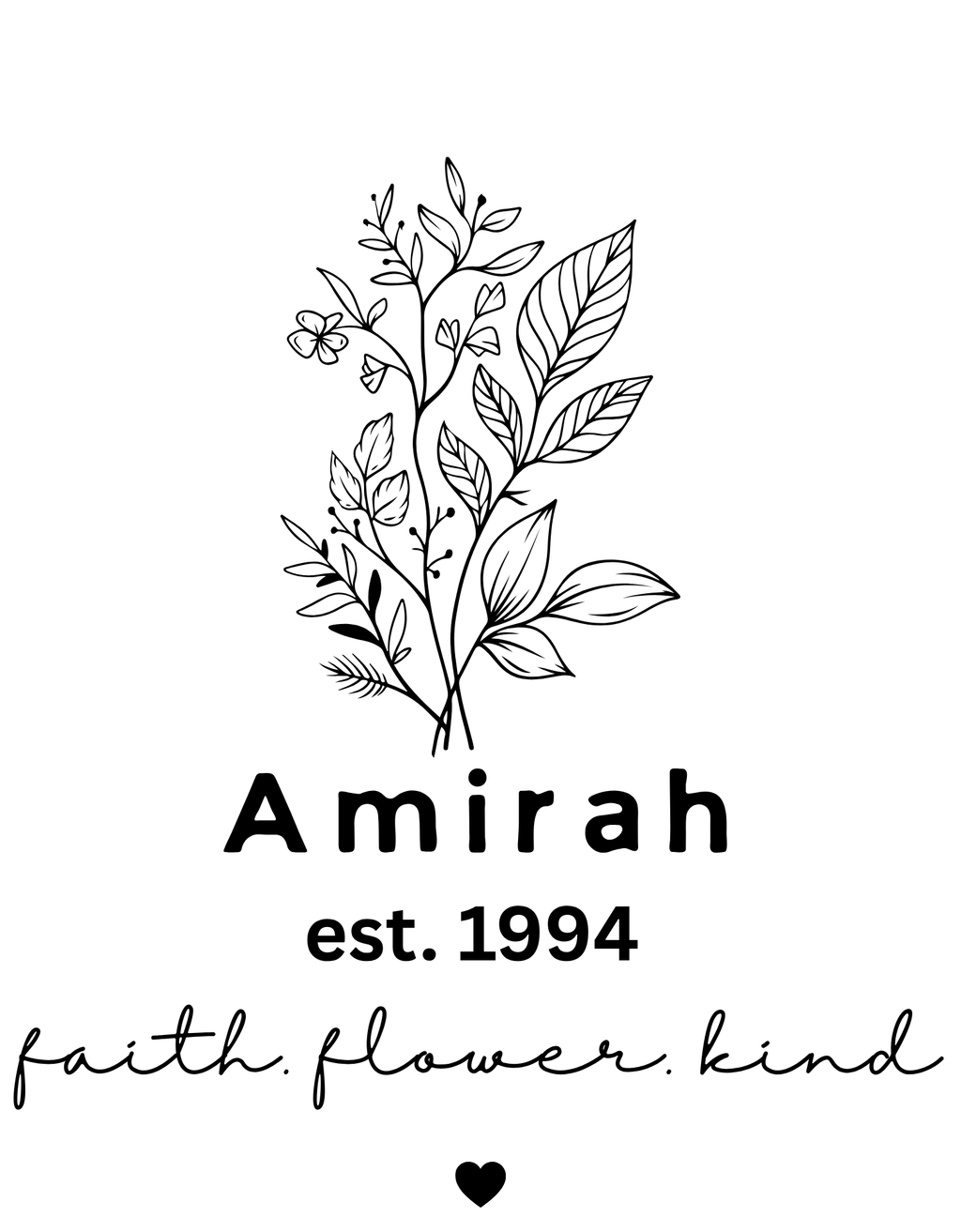 Personalised Floral Name T-Shirt | Custom Botanical Tee — Gift for Her