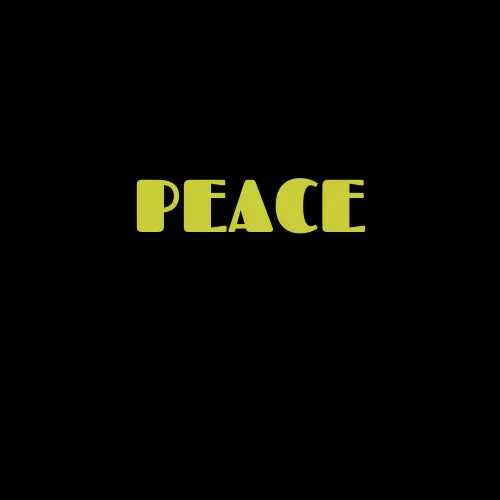 Hoodie logo text PEACE in yellow on black
