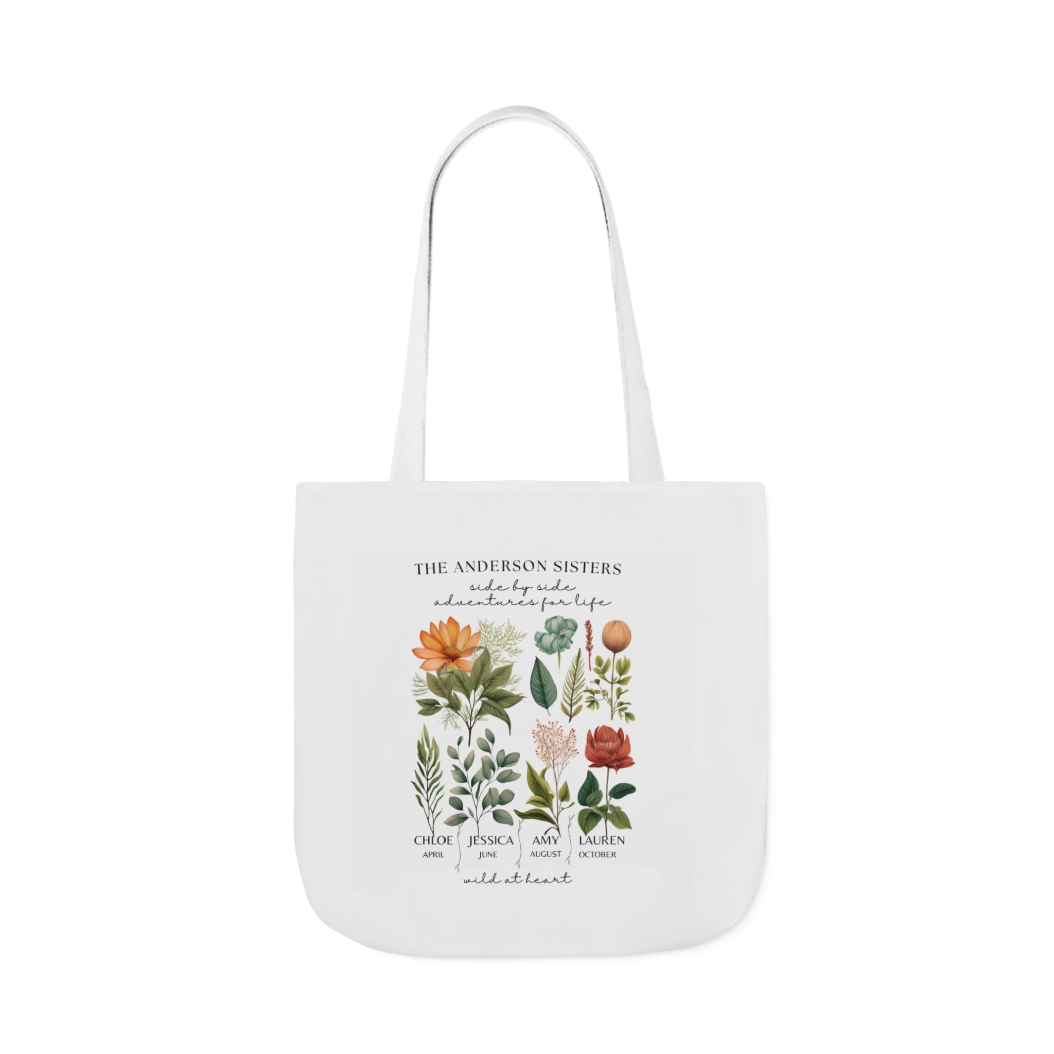 Botanical Family Name Canvas Tote - Personalized Floral Garden Tote Bag