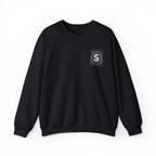 Black unisex crewneck sweatshirt with embroidered headphone logo on chest