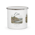 Whitby Enamel Camping Mug — Coastal Cottage Vintage Travel Illustration