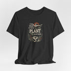Dark heather plant lover t-shirt with botanical 'crazy plant person' graphic