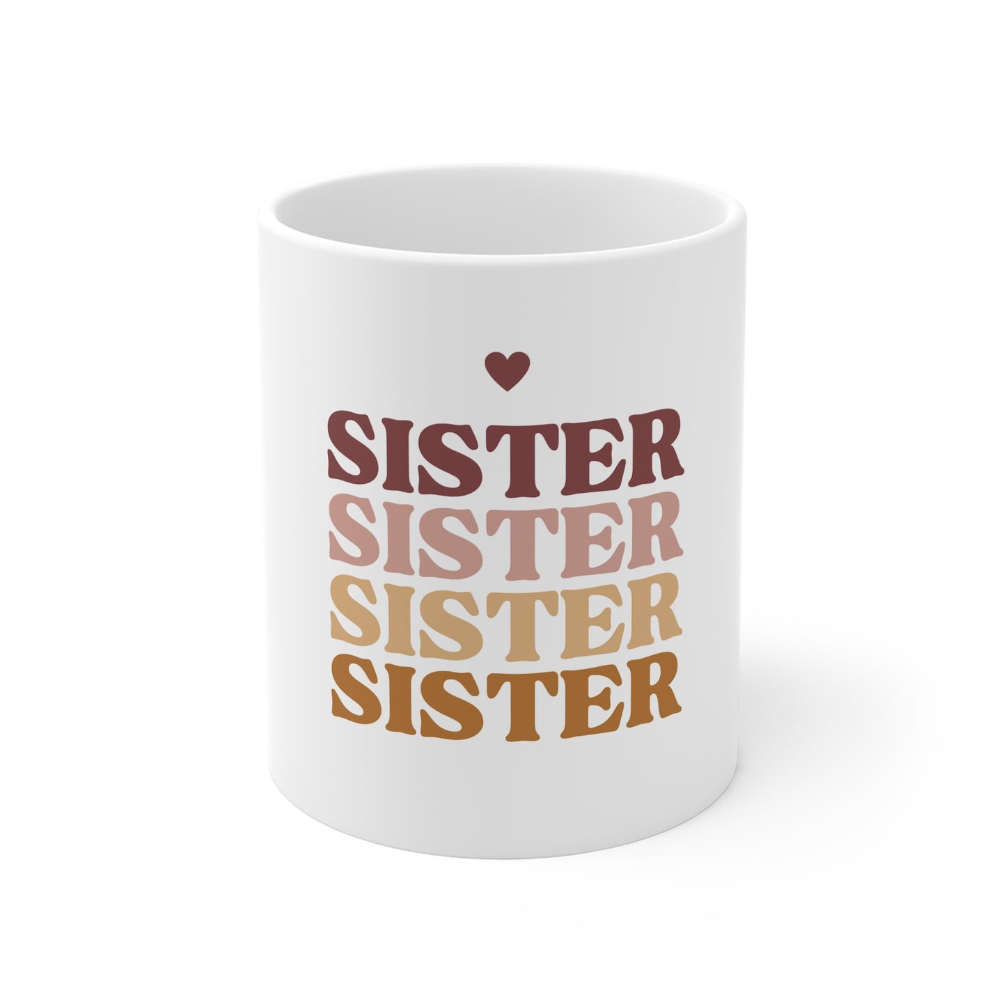 Personalised Stacked Text Mug | Custom Name Retro Font | Vintage Heart Gift