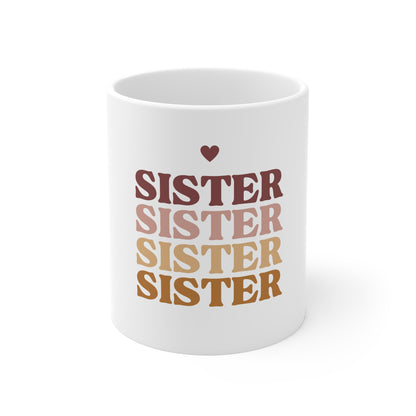 Personalised Stacked Text Mug | Custom Name Retro Font | Vintage Heart Gift