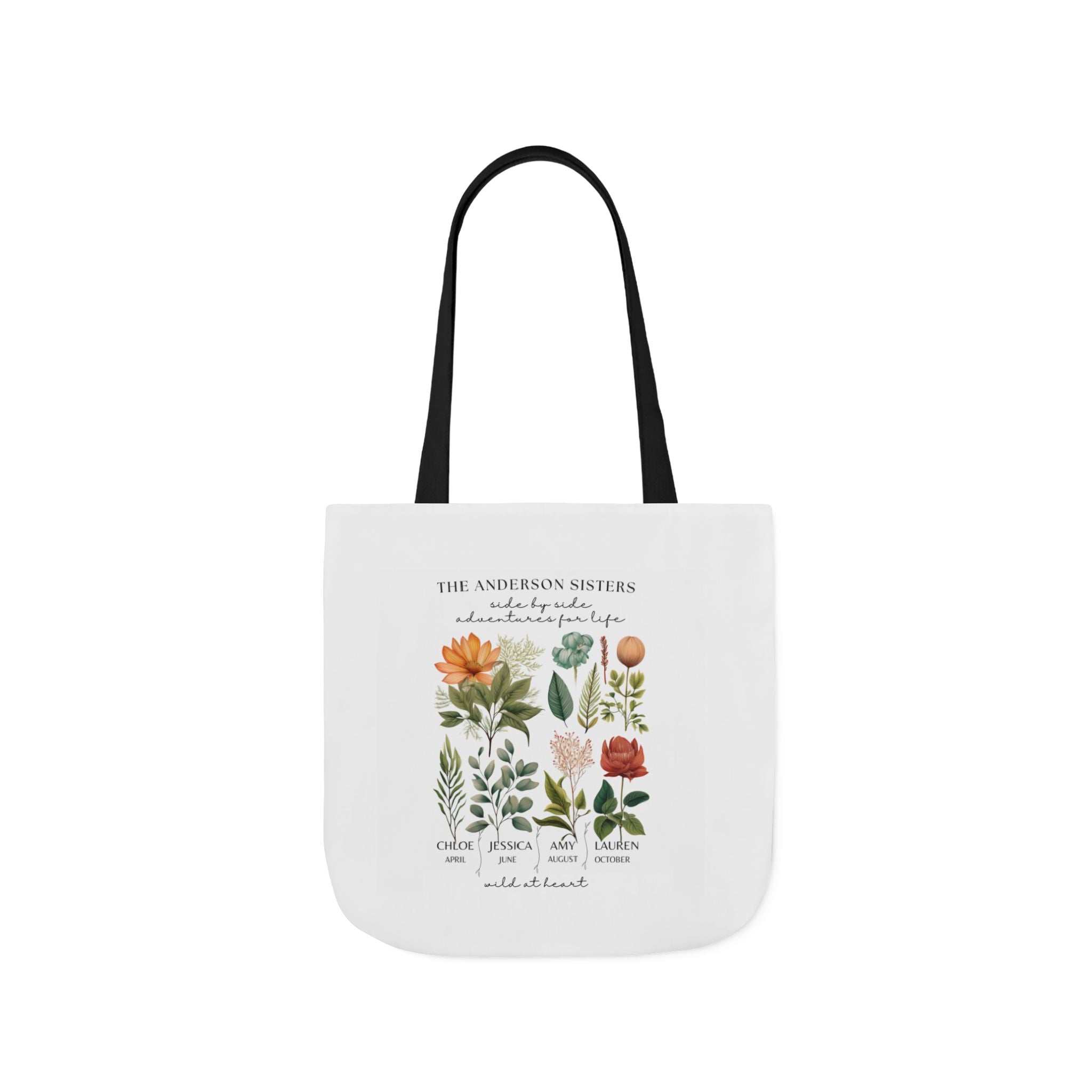 Botanical Family Name Canvas Tote - Personalized Floral Garden Tote Bag