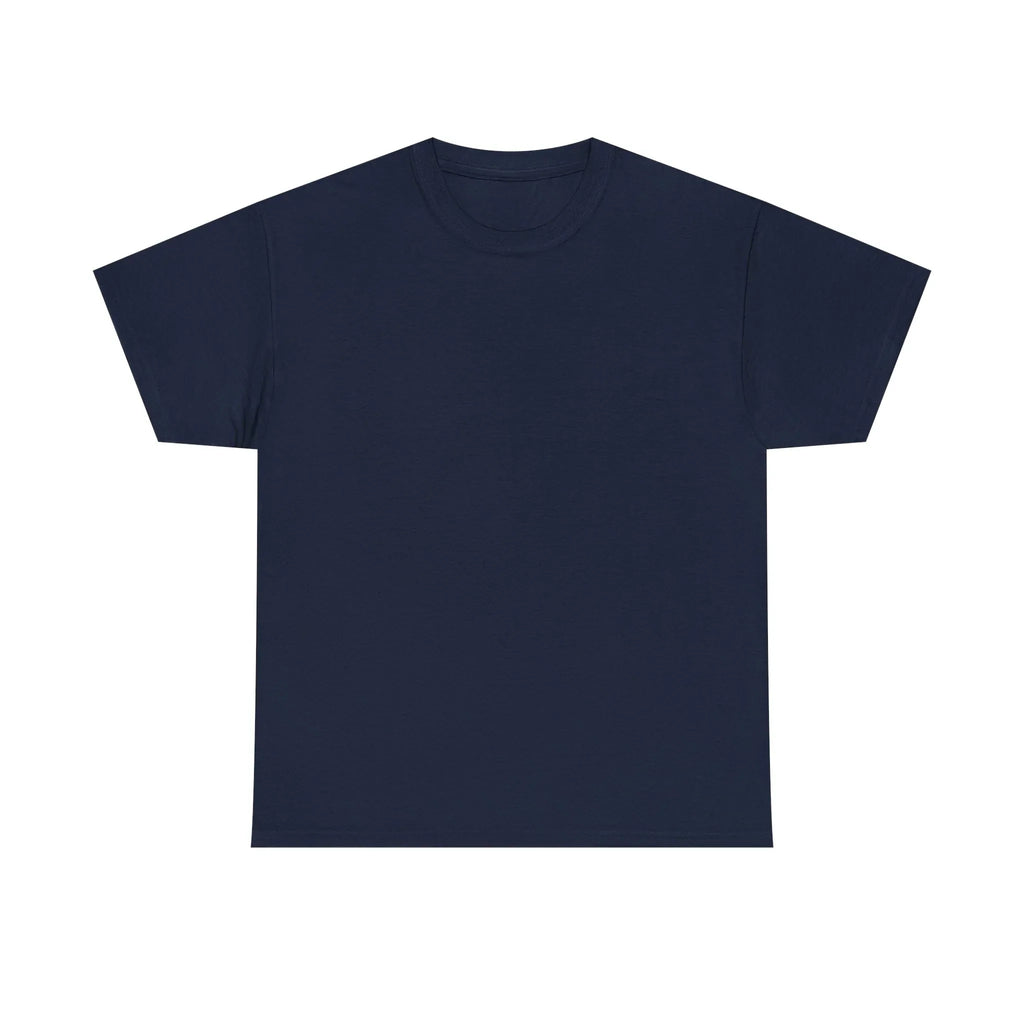 Unisex heavy cotton t-shirt, dark navy crew neck short-sleeve