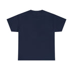 Unisex heavy cotton t-shirt, dark navy crew neck short-sleeve