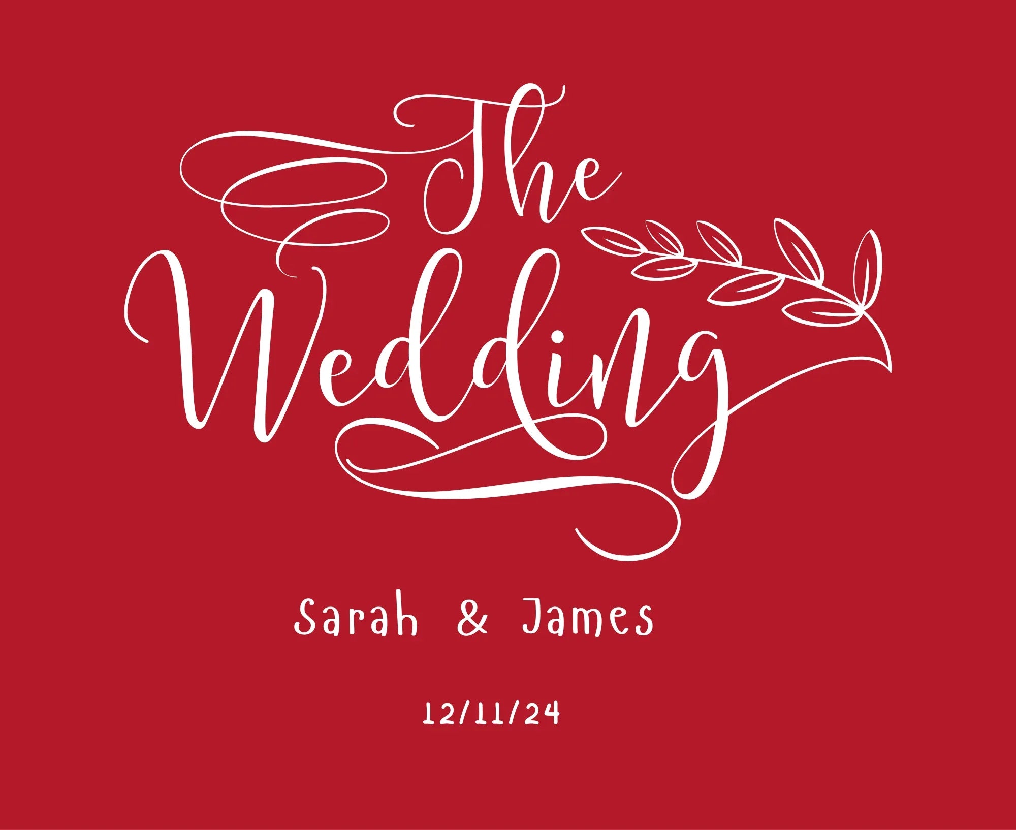 Personalised wedding day hoodie sweatshirt graphic with white “The Wedding” lettering