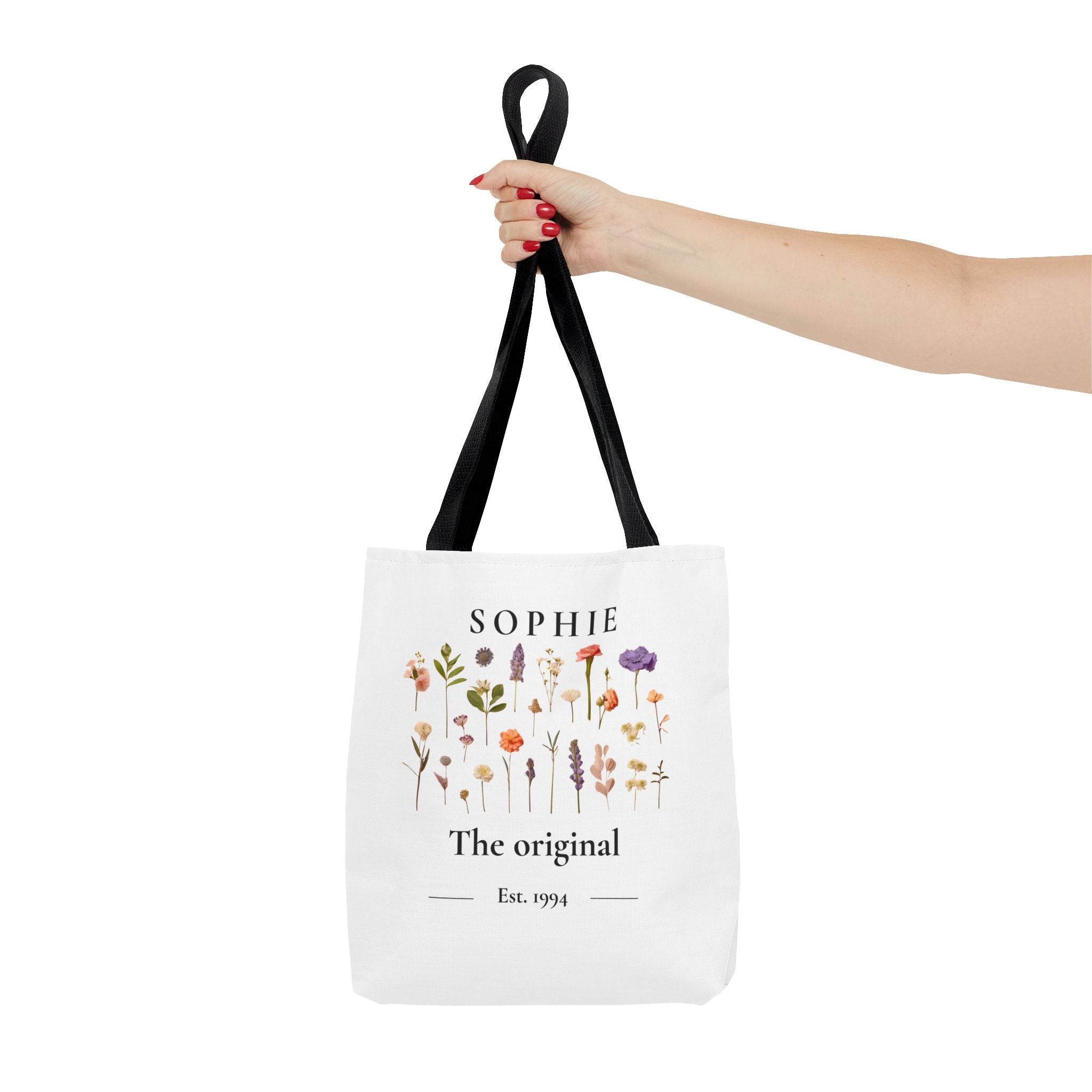 Personalised Floral Tote Bag — Custom Name & Year Garden Tote Gift