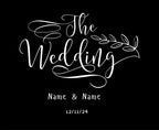 Personalised wedding day hoodie sweatshirt graphic with white “The Wedding” lettering