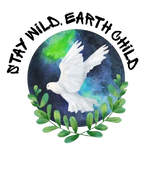 Dove nature emblem graphic with “Stay Wild, Earth Child” text on sweatshirt