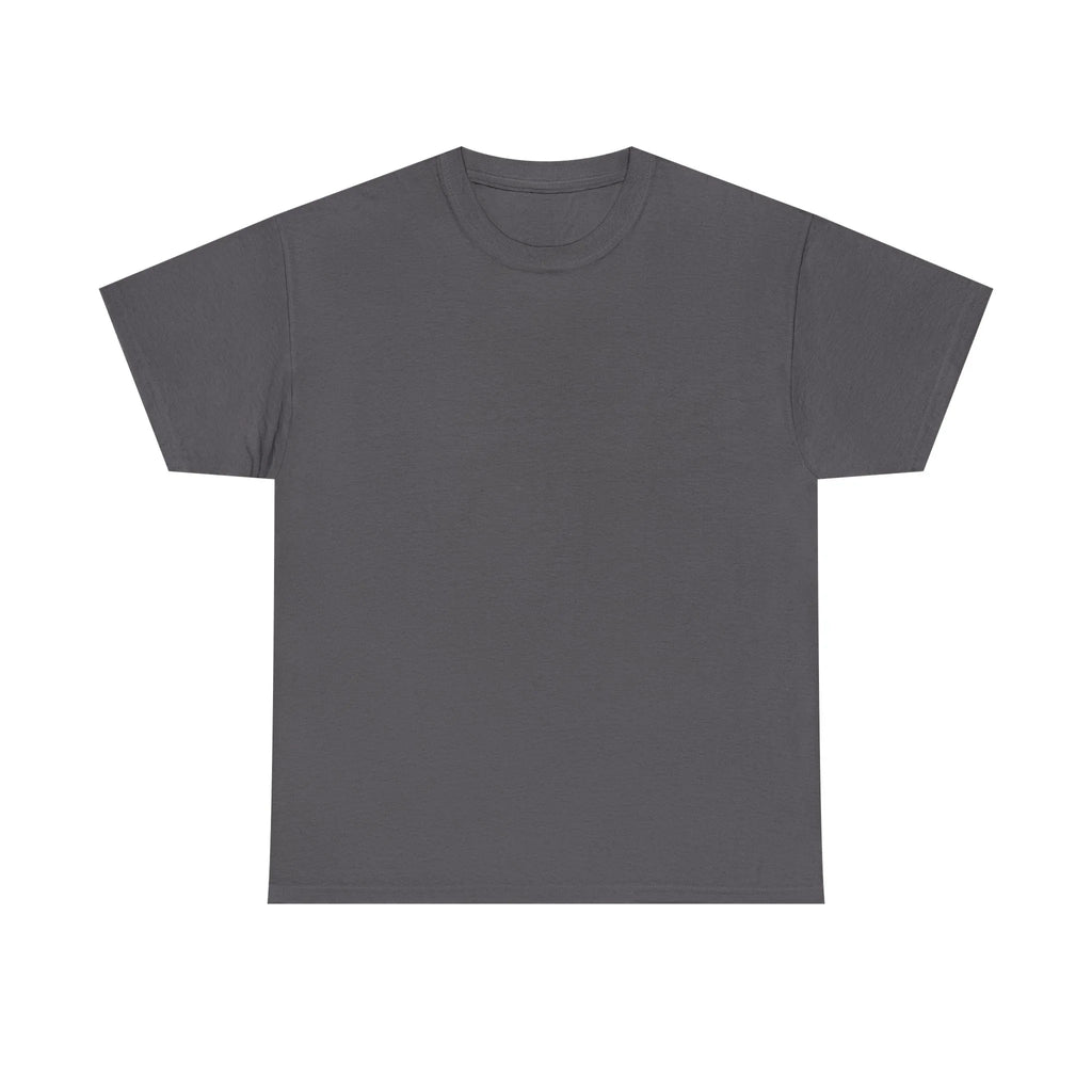 Charcoal gray heavy cotton T-shirt with crew neck and short sleeves, unisex fit.