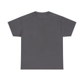 Charcoal gray heavy cotton T-shirt with crew neck and short sleeves, unisex fit.
