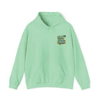 Mint green hoodie with drawstring hood and front pouch pocket, featuring "Earth Girl Energy" logo.