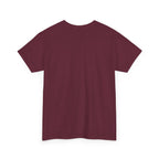 Unisex heavy cotton tee in maroon, back view