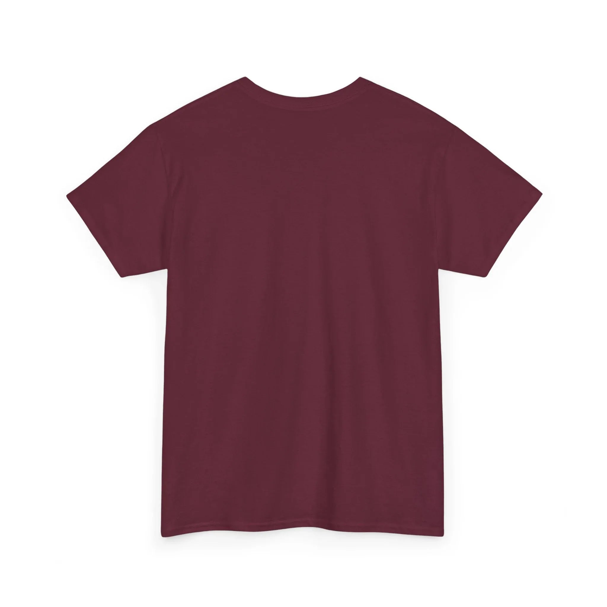 Unisex heavy cotton tee in maroon, back view