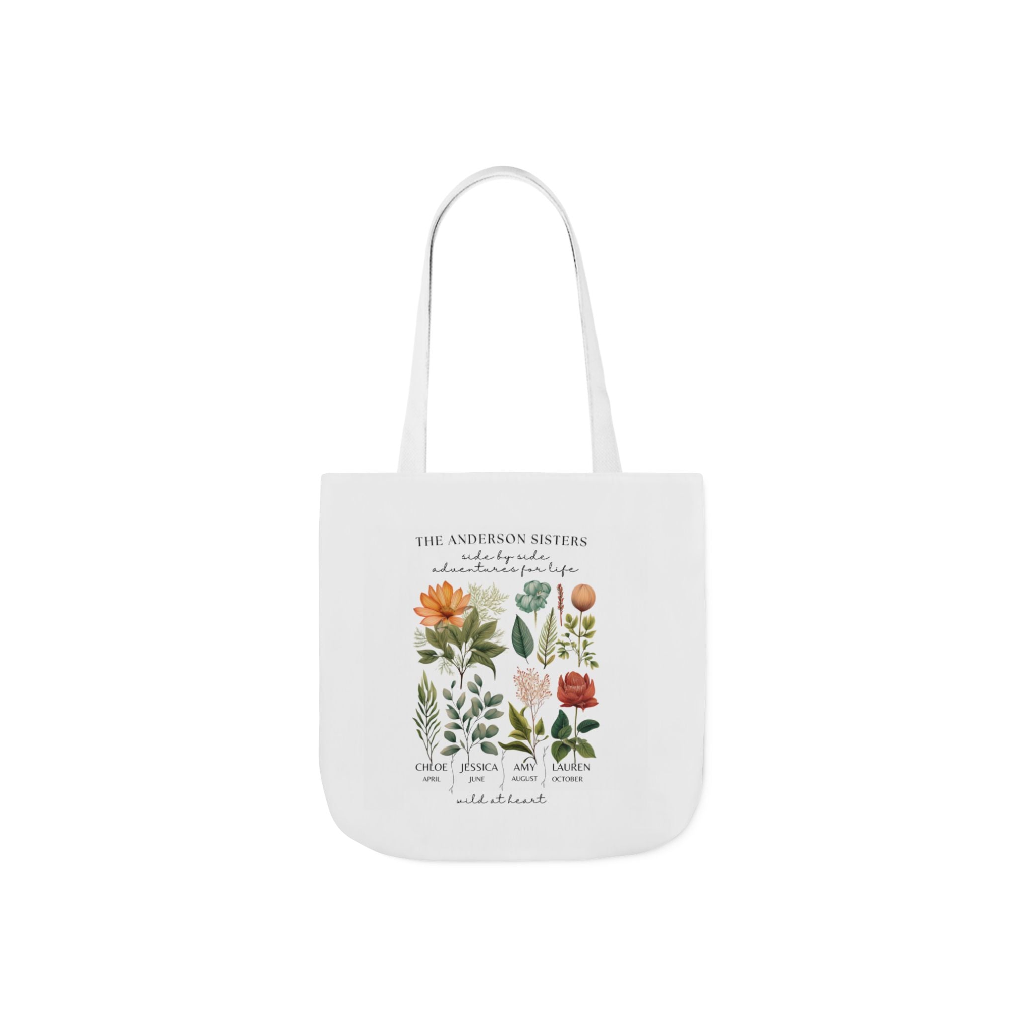 Botanical Family Name Canvas Tote - Personalized Floral Garden Tote Bag