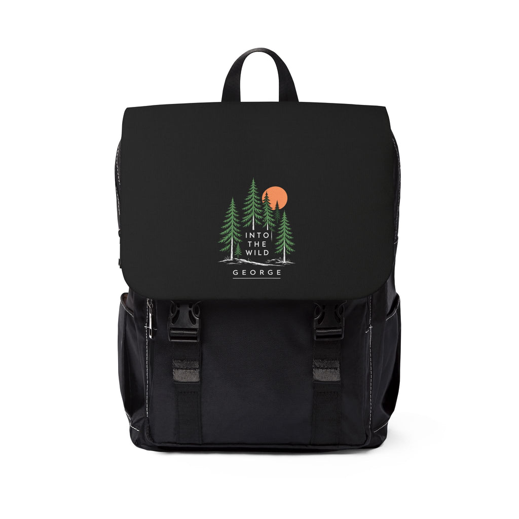 Into The Wild Camping Daypack — All-Black Canvas Outdoor Backpack