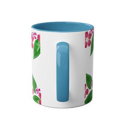 Two-Tone Floral MUM Coffee Mugs, 11oz