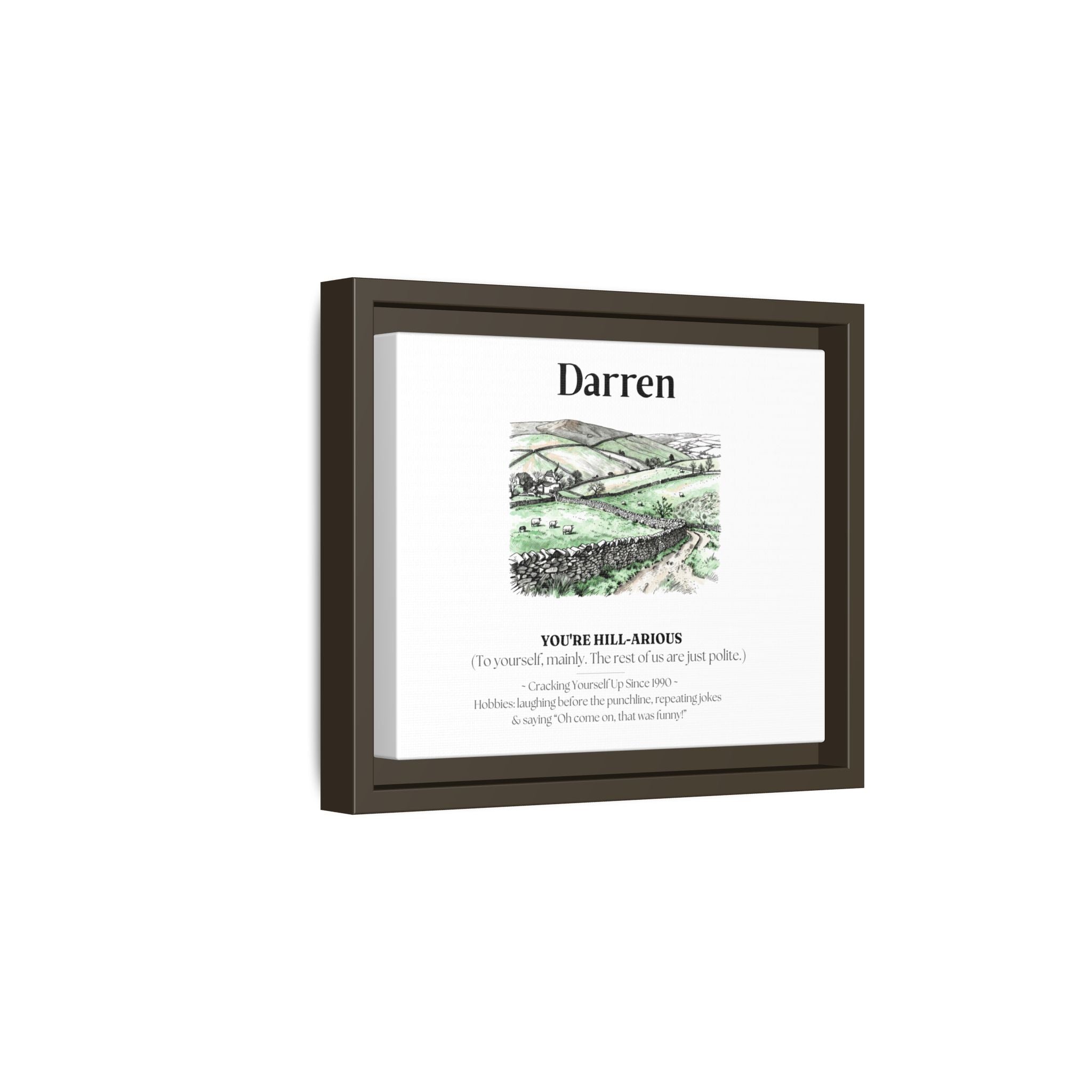 Personalised Framed Canvas Print — Funny Hill-Arrious Poem Art - AlleyCrafters