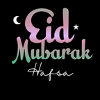 Black mug design with Eid Mubarak and custom name Hafsa, crescent and star