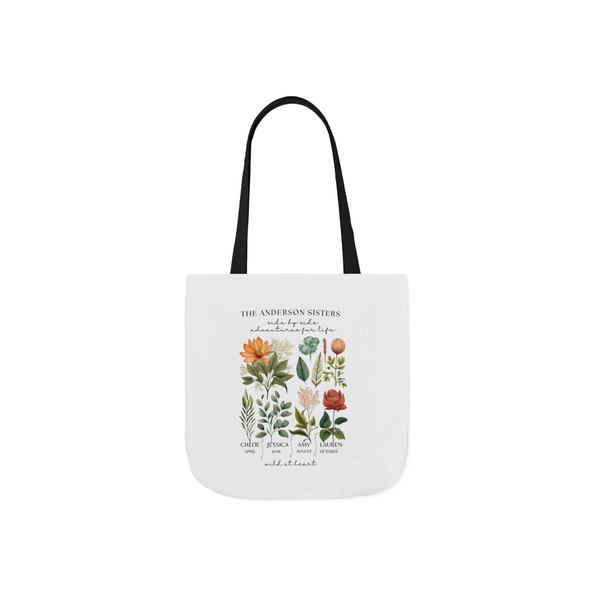Botanical Family Name Canvas Tote - Personalized Floral Garden Tote Bag