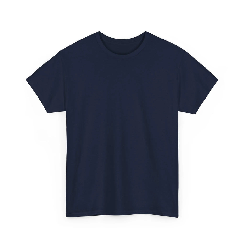 Unisex heavy cotton tee, deep navy crew neck