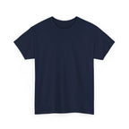 Unisex heavy cotton tee, deep navy crew neck